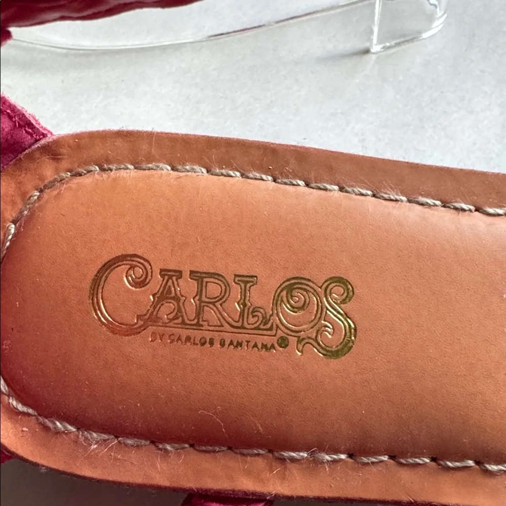 Carlos Santana Braided Leather Strappy Sandal Womens 8 magenta pink Festival - Picture 7 of 7